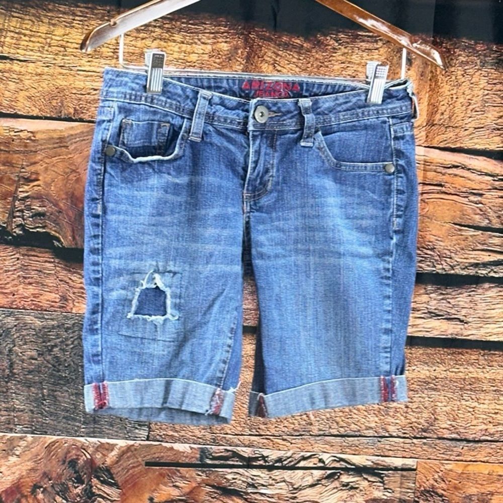 Arizona Jean Company Mid-Wash Rolled Cuff Denim Bermuda Shorts